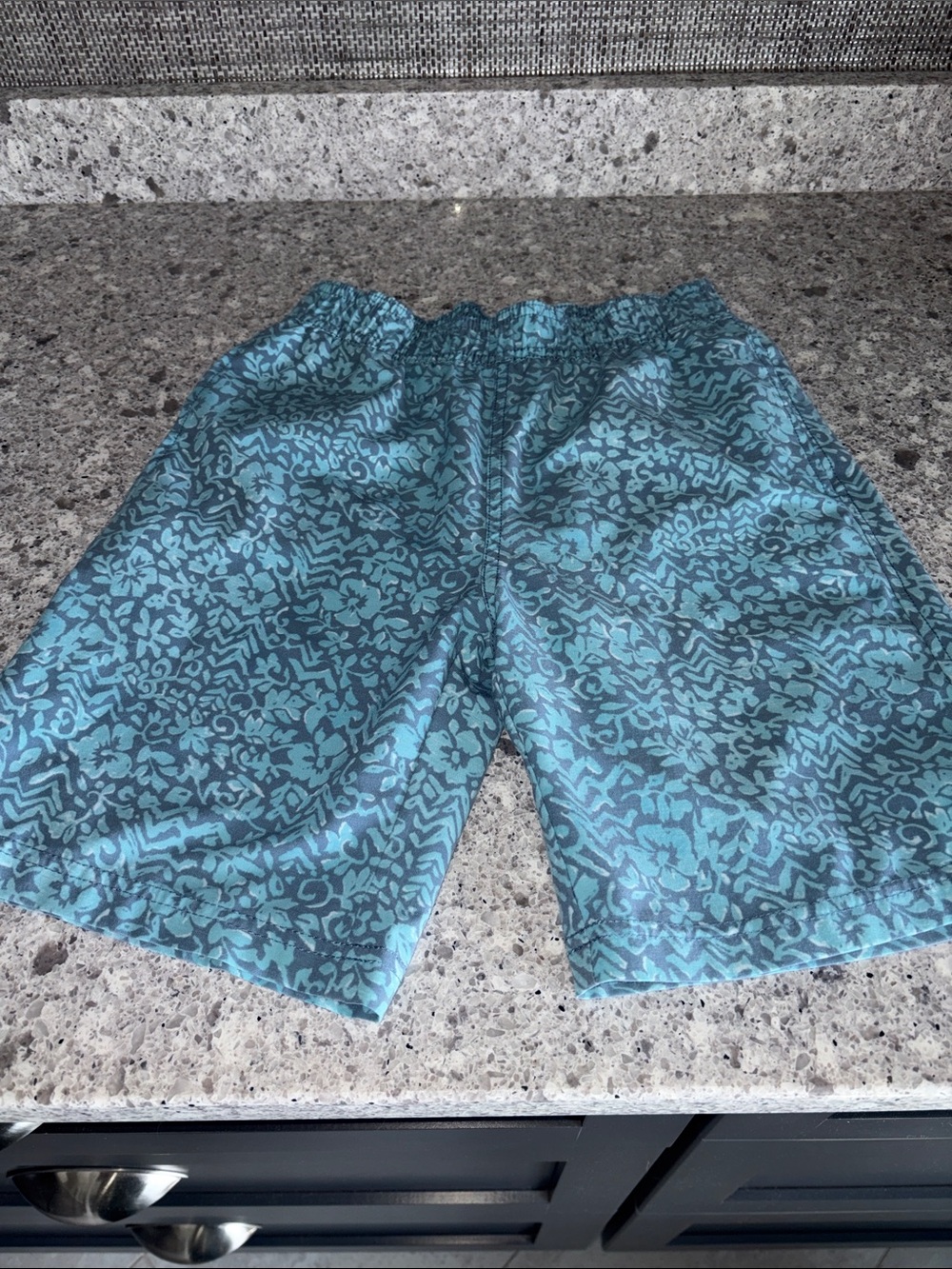 Faherty Boys Teal and Aqua Patterned Swim Trunks